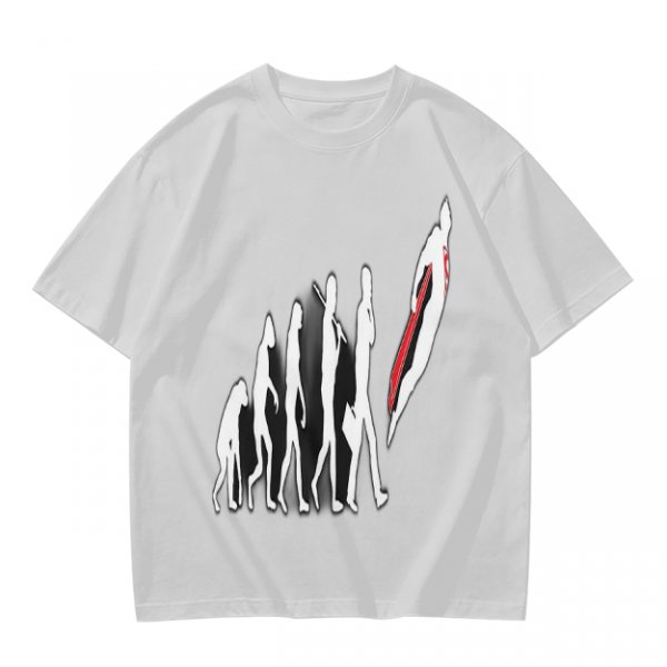 Olive T-Shirt With Evolutionary Human Silhouette Print