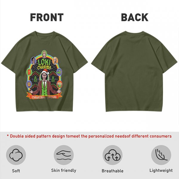 Loki Charms Christmas Edition Themed Graphic T-Shirt