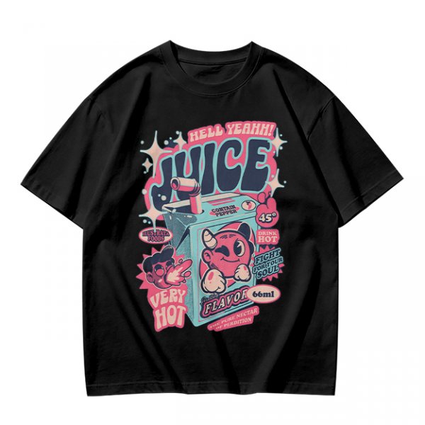 Olive t-shirt with retro hot juice devil graphic print