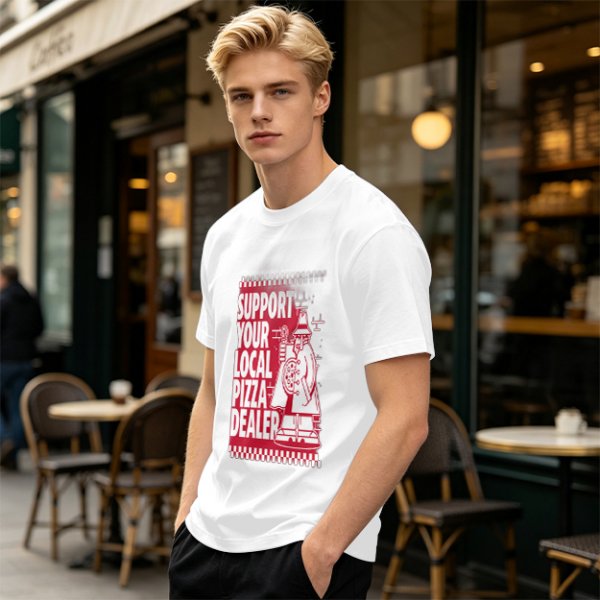 Support Your Local Pizza Dealer Graphic Olive T-Shirt