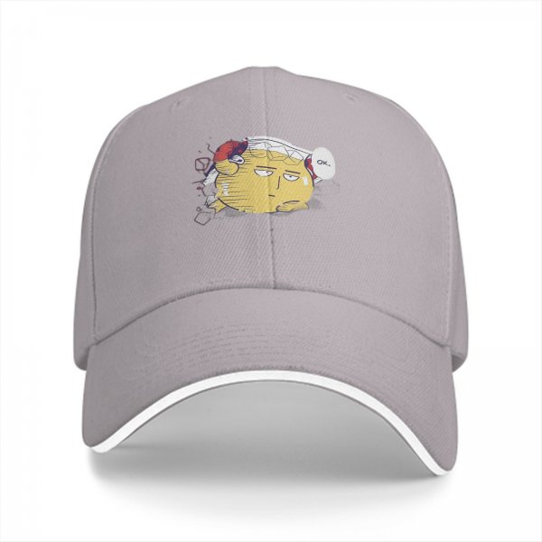 Black Baseball Cap With Saitama 'Ok' Meme Graphic Print
