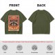Olive T-Shirt With Raccoon El Diablo Tarot Card Print