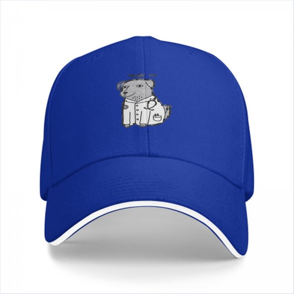 Black baseball cap with cartoon dog doctor graphic