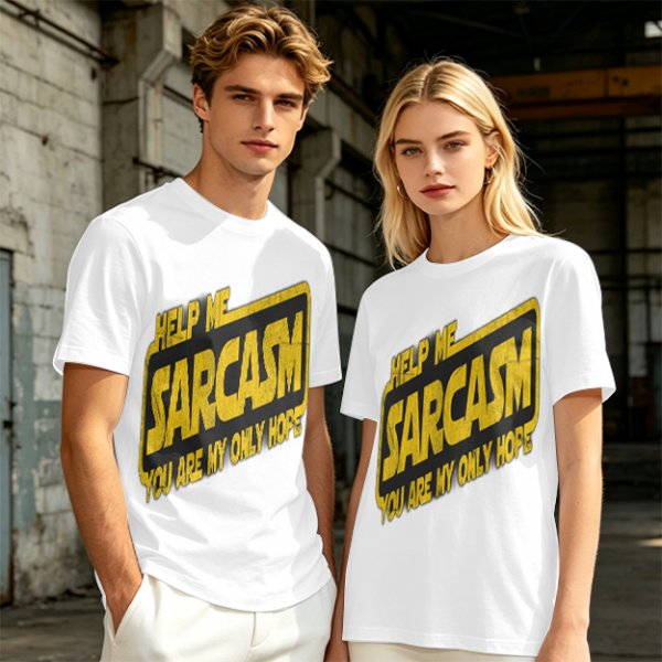Olive t-shirt with 'Help Me Sarcasm You Are My Only Hope' print