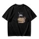 Olive Green T-Shirt With Ninja Cat In Cardboard Box Graphic