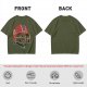Olive T-Shirt with Zombie Football Player Helmet Graphic