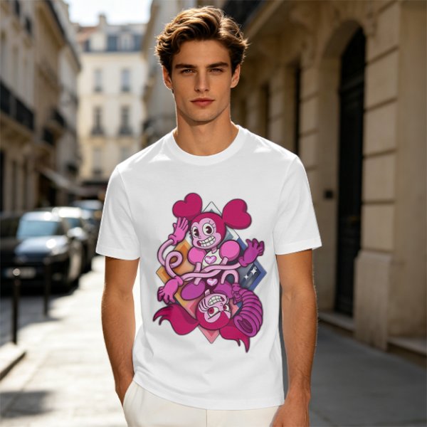 Olive T-shirt with Spinel Character Graphic Print