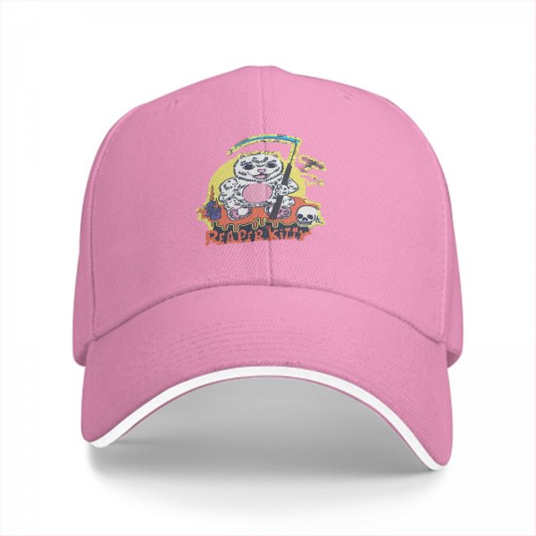 Black baseball cap with Reaper Kitty grim reaper cat graphic print