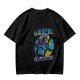 Olive T-shirt with Galactic Gunshow Skeleton Graphic Print