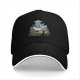Black Baseball Cap With Fantasy Dragon Rider Landscape Art Print