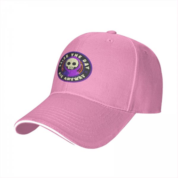 Black Baseball Cap With 'Seize The Day Die Anyway' Grim Reaper Skull Graphic