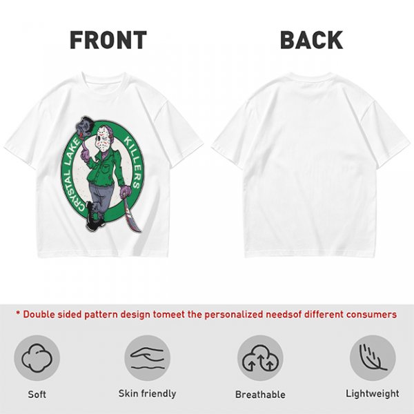 Army Green T-Shirt with Crystal Lake Killers Jason Voorhees Graphic
