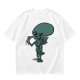 Olive T-Shirt With Alien Eating Ice Cream Graphic