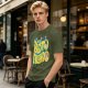Olive graphic t-shirt with 'MY BESTO FRIENDO' anime character print