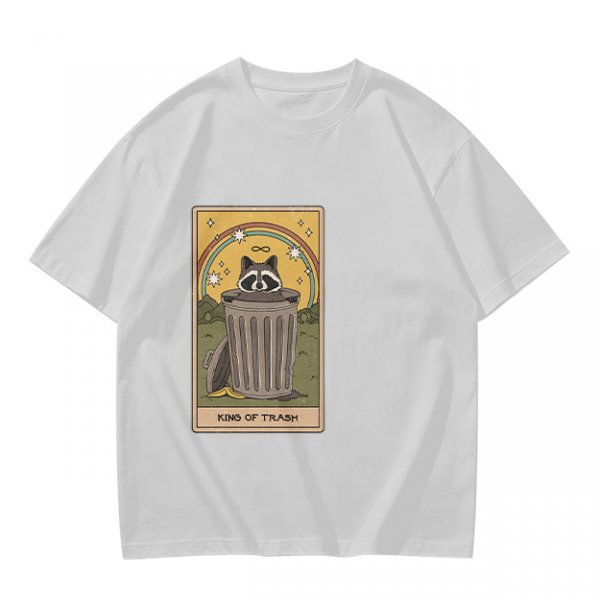 Olive T-Shirt With Raccoon Trash Tarot Card Graphic