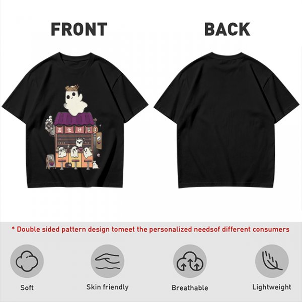 Olive T-Shirt With Ghost Ramen Shop Graphic