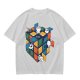 Olive T-Shirt With Cute Cats On A Rubik's Cube Graphic