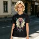 Olive Green T-Shirt With Fantasy Forest Spirit Graphic Print