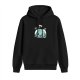 Black hoodie with cute smiling rock graphic and playful text