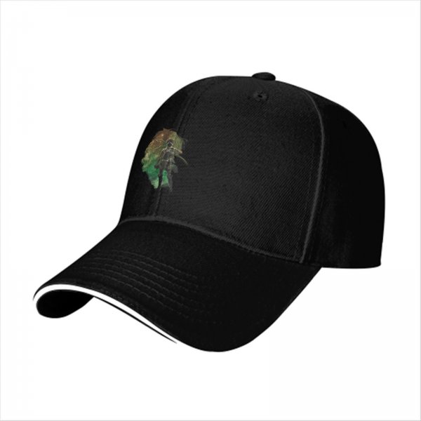 Black Baseball Cap With Fantasy Warrior Silhouette Art Print