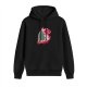 Black Hoodie With Christmas Tree And Festive Red Graphic Print
