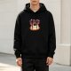 Black hoodie with cartoon raccoon graphic print