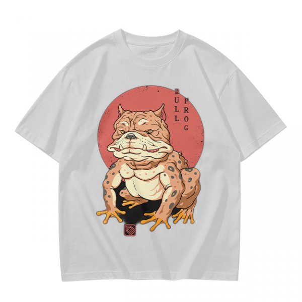 Olive Green T-Shirt With Bulldog Frog Hybrid Graphic Print