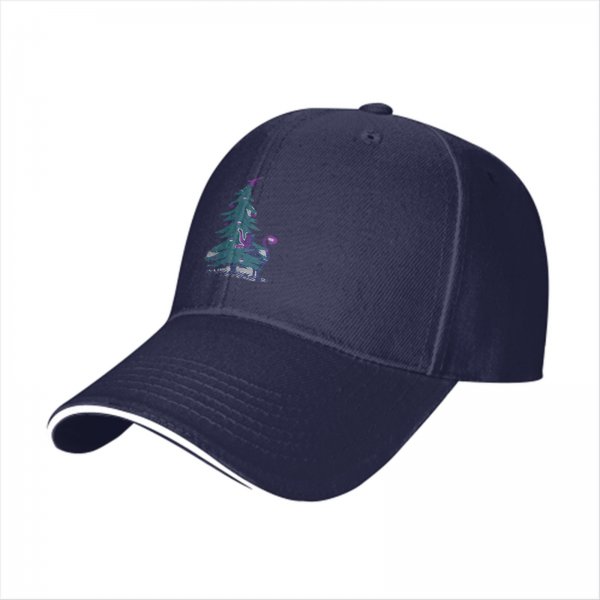 Black Baseball Cap With Decorated Christmas Tree Graphic