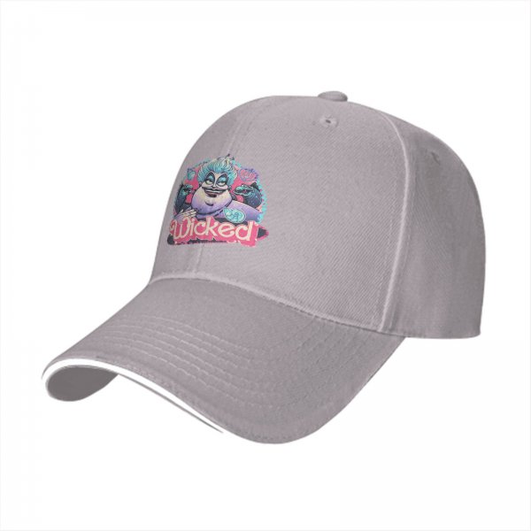 Black baseball cap with Ursula 'Wicked' villain graphic print