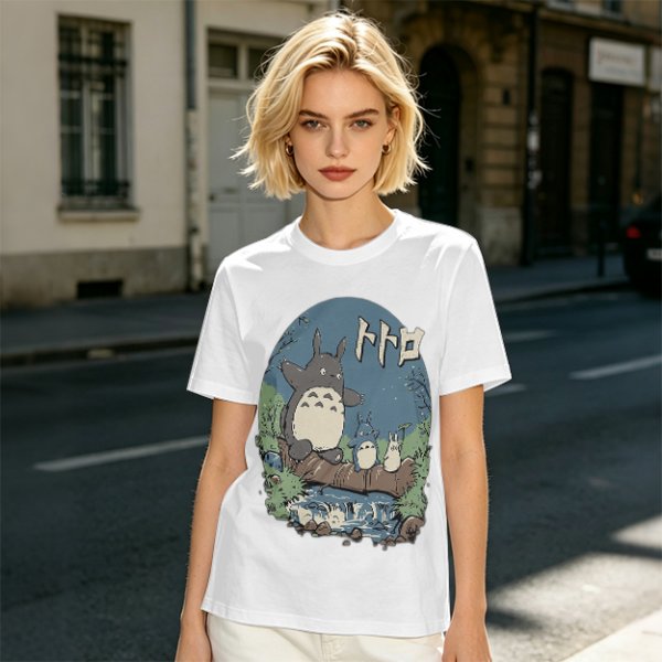 Totoro Forest Scene Graphic Tee for Anime Fans