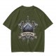 Olive T-Shirt With Viking Mountain Axe Sword 'Roll Your Fate' Print