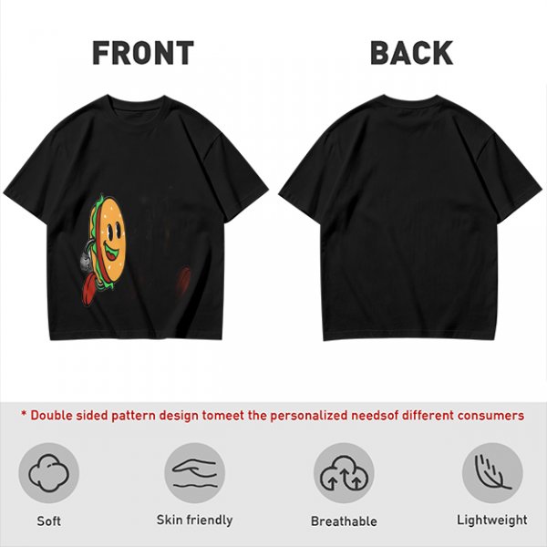 Olive T-Shirt With Cartoon Running Hamburger Character Print