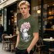 Olive T-shirt with Totoro and Cherry Blossom Tree Art Print