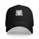 Black Baseball Cap With Grumpy Fluffy Grey Cat Graphic