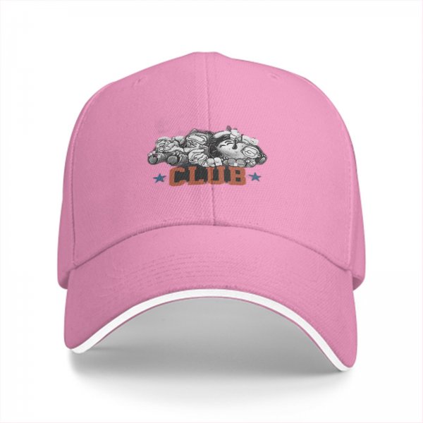 Black Baseball Cap with Cartoon Characters and CLUB Print