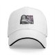 Black baseball cap with flexing woman and man face graphic