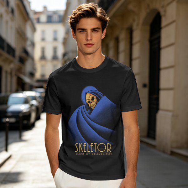 Olive T-Shirt Featuring Skeletor Lord of Destruction Graphic