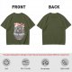 Olive Green T-Shirt with Japanese Ramen Themed Anime Art Print