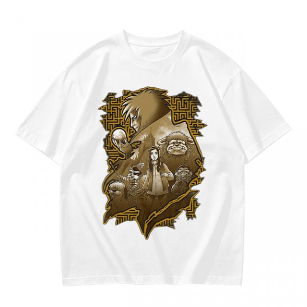 Olive T-Shirt with Fantasy Character Group Graphic Print