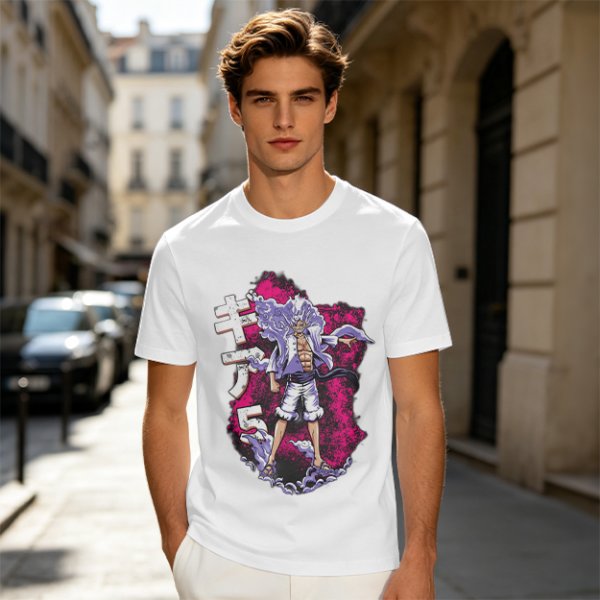 One Piece Gear 5 Luffy Graphic Olive T-Shirt