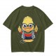 Olive T-shirt with Cool Stylized Duck Graphic Print