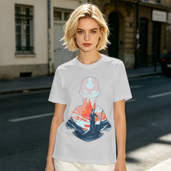Avatar Aang Silhouette Graphic Tee for Anime Fans