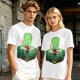 Olive Anime T-Shirt With Samurai Warrior Silhouette Art