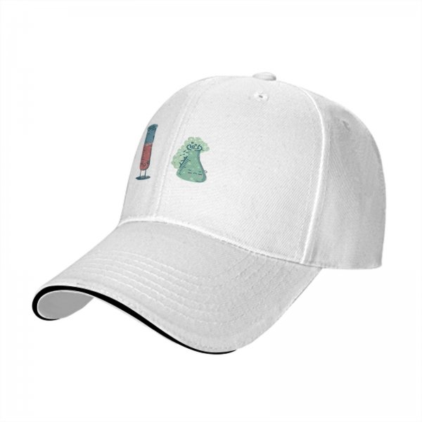 Black Baseball Cap With Cute Science Lab Beaker Print