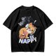 Olive T-Shirt with Don't Worry Be Nappy Sleeping Cat Graphic