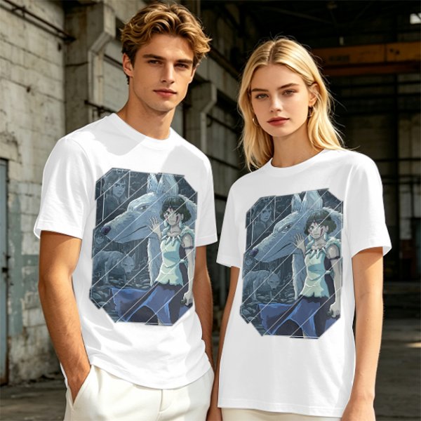 Olive T-Shirt Featuring Princess Mononoke Wolf Artwork