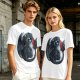 Olive T-shirt with cute starry night dragon graphic