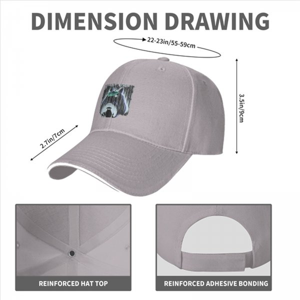 Black baseball cap with Totoro rainy forest graphic print