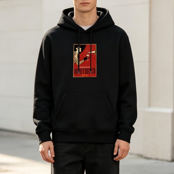 Black Hoodie With Dimitrescu Themed Graphic Print