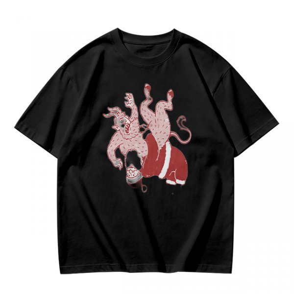 Olive T-Shirt With Krampus And Santa Graphic Print